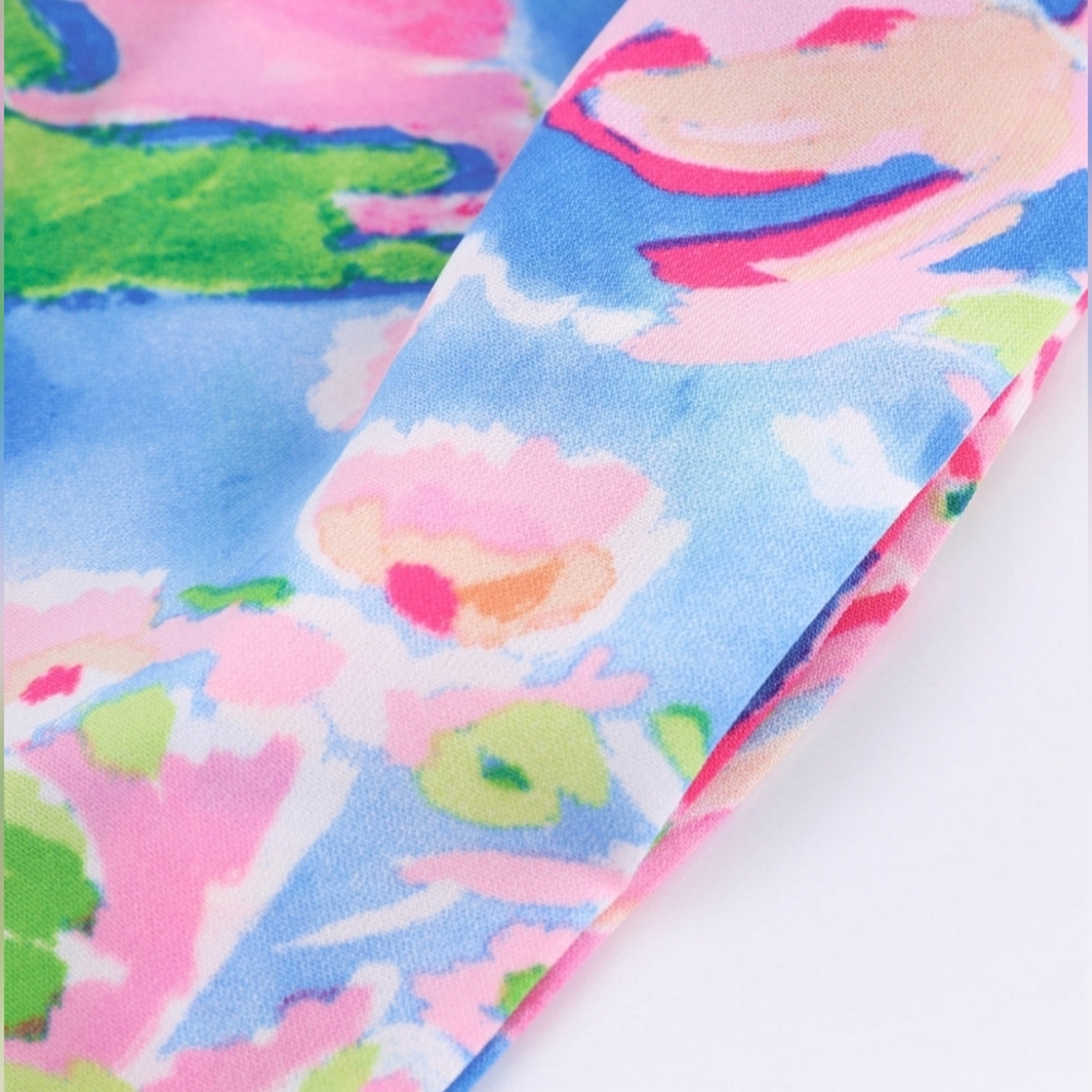 Palm Beach Floral Smock Sleeveless Wide Leg One Piece Pocket Pant Jumpsuit Pink - Picture 8 of 12